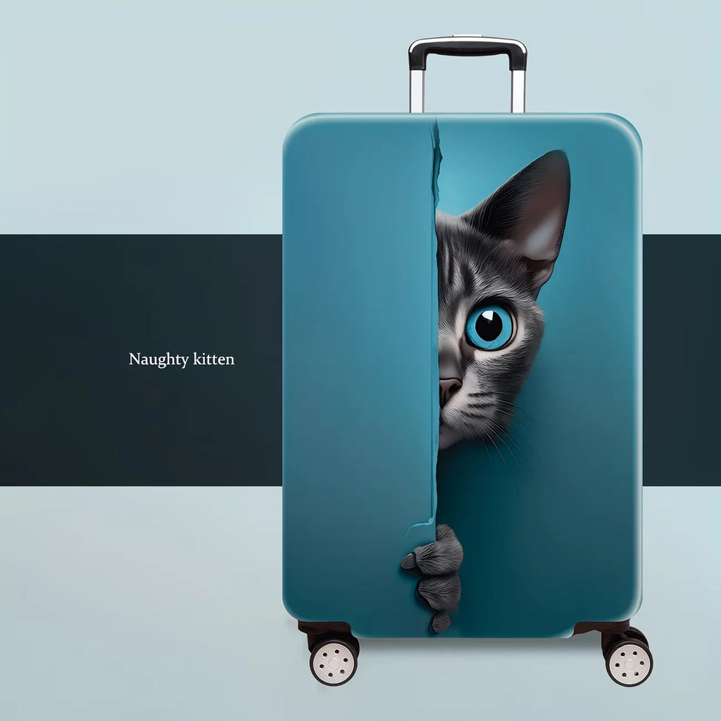 Naughty Kitten  Luggage Cover, High Stretch Elastic Anti-Scratch Dustproof Suitcase Protector for 20-32 Inch Travel Luggage