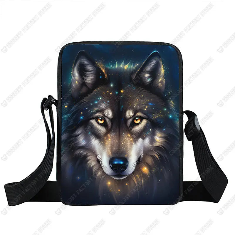 Howling Wolf Pattern Crossbody Bags Wolf Under The Moonlight Women Handbag Shoulder Bags Messenger Bag Key Phone Holder Book Bag