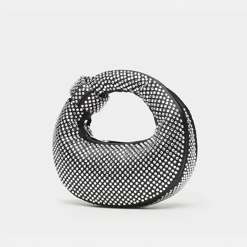 Shiny Diamond Dumpling Handbag Evening Bag Cross-Border Hot Sale Glittering Handbag Lady Clutch Bag Polyester Material