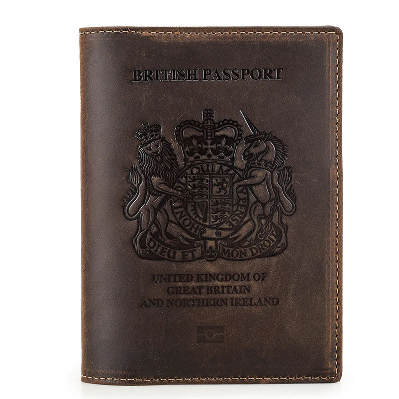 Genuine Cow Leather Passport Holder with AirTag Case - RFID Blocking Travel Wallet, Anti-Lost Pocket & Card Holder for Men Women