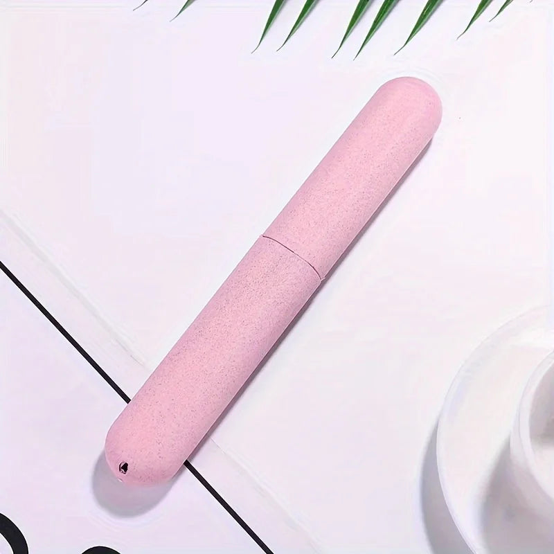 1PC Wheat Straw Travel Toothbrush Box Portable Toothbrush Cover Storage Box