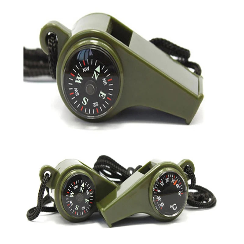 ABS Emergency Outdoor Whistle Plastic Multifunctional 3-in-1 Whistle Survival Whistle Compass Thermometer Whistle Referee