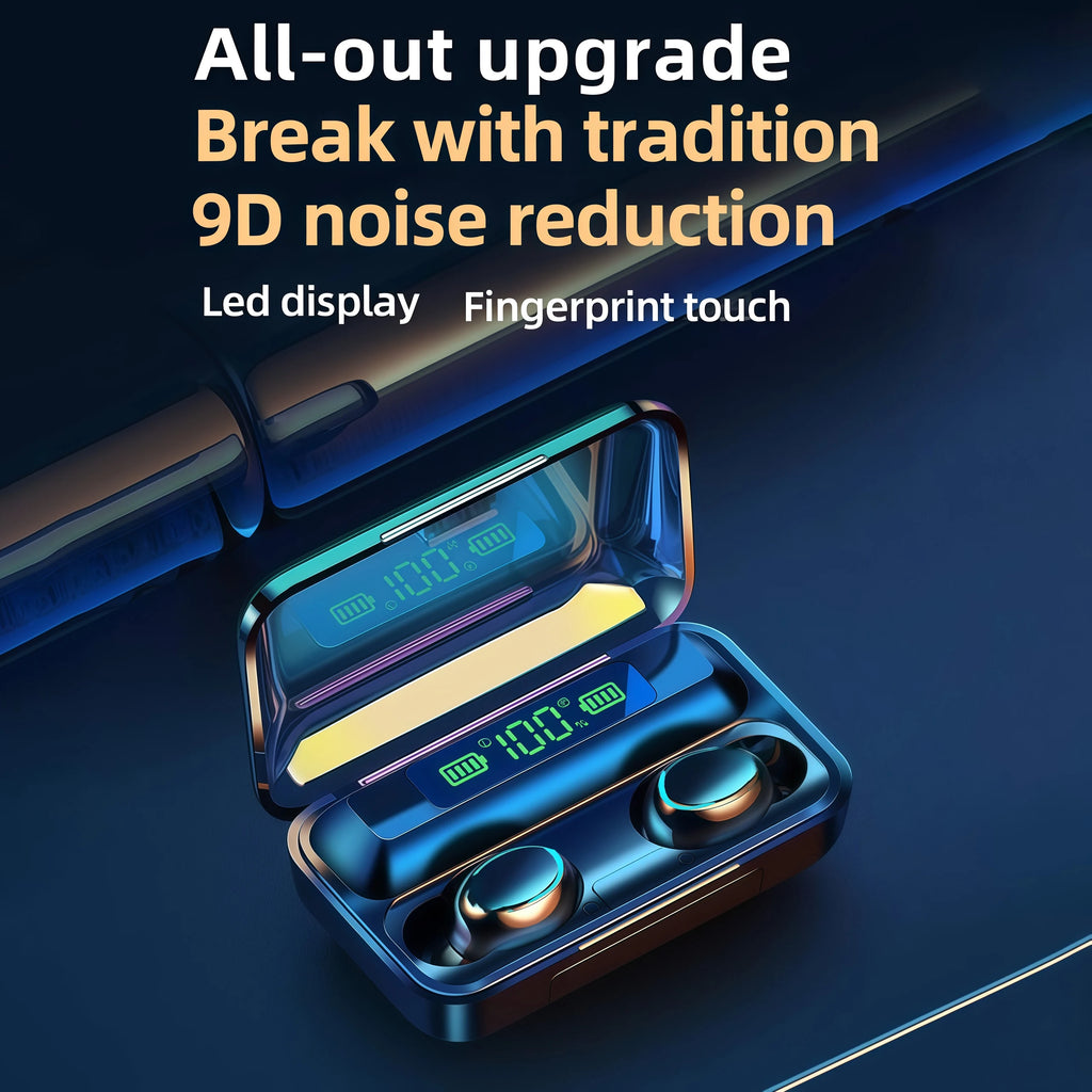 New TWS Bluetooth Earbuds 9D Noise Reduction Wireless Headset 600mAh Power Bank Charger Box LED Digital Display Touch Control