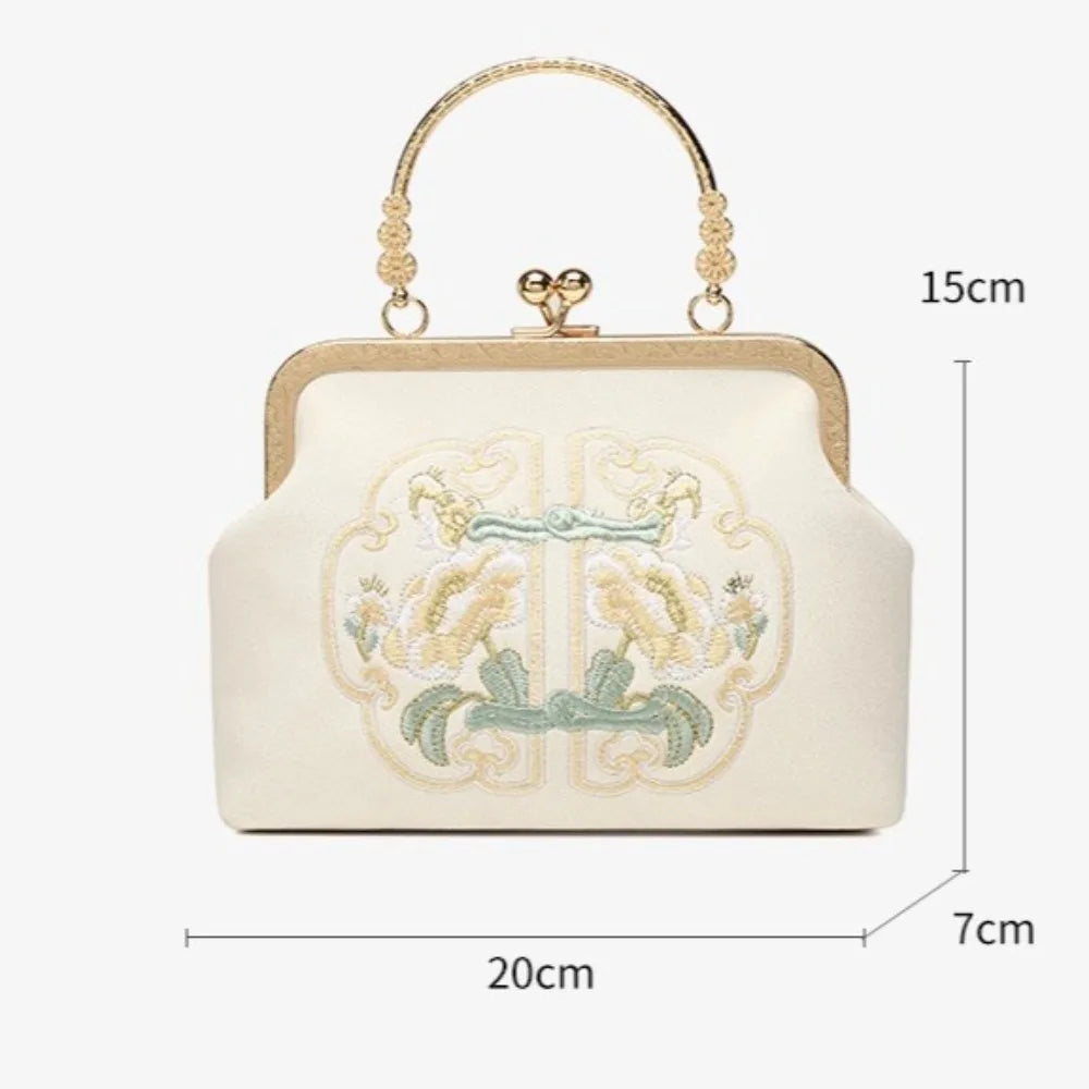 Popular Chinese Style Banquet Bag Embroidery High Capacity Shoulder Bag Pearl Handle Trendy Crossbody Bag Women