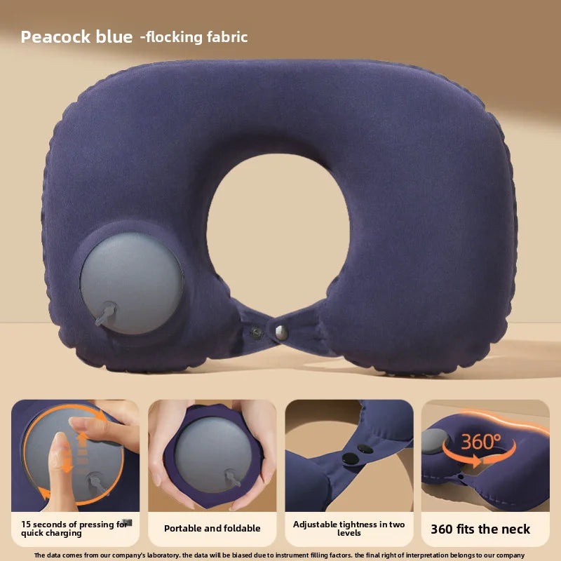 Inflatable Airplane Pillow, U-shaped Cervical Orthopedic Protective Pillow, Outdoor Folding Pillow, Small Gift for Friends