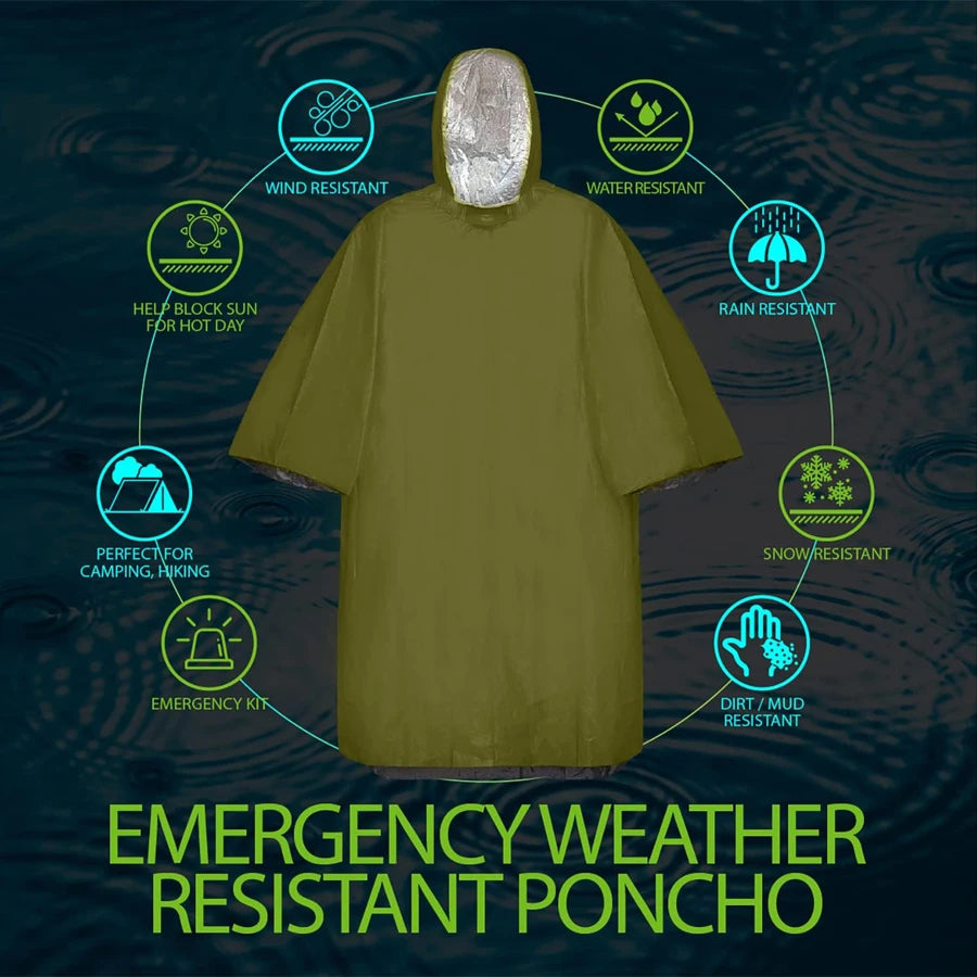 3/5-Pack Emergency Poncho Set - Waterproof,Thermal,Ultra-Lightweight,and Durabl,Ideal for Outdoor Enthusiasts,Hikers,and Campers