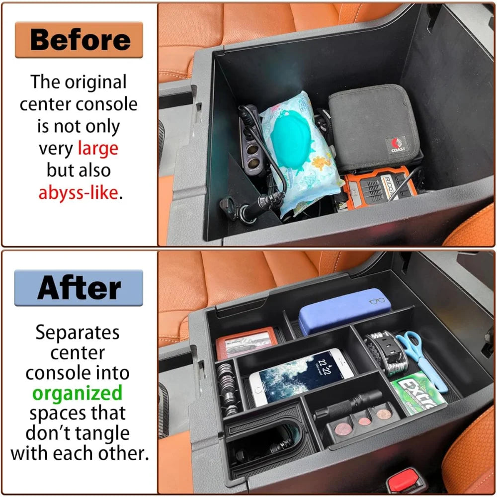 For Toyota Tundra 2014-2021 Center Console Tray Armrest Divider Durable ABS Functional Storage Box Car Interior Accessories