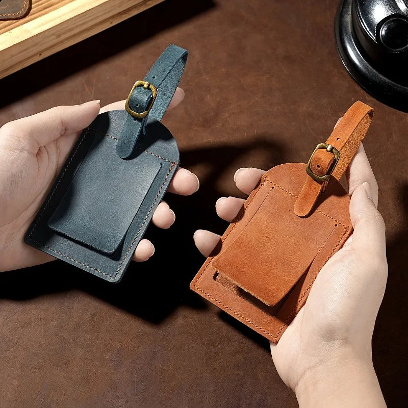1PC Genuine Leather Luggage Tag Women Men Travel Accessories Suitcase Tags Name ID Address Lable Bag Tags for Luggage