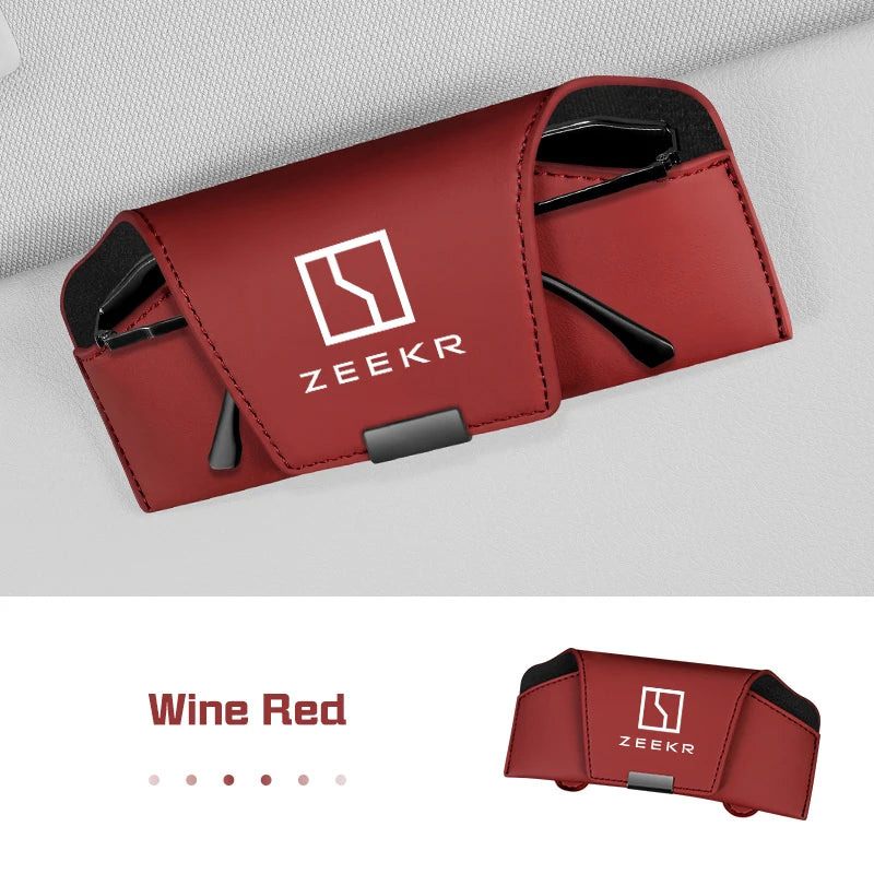 Sunglasses Box Magnetic Leather Car Visor Glasses Case For ZEEKR 001 007 009 X MIX 7X 9X M-Vision Glasses Case Car Accessories