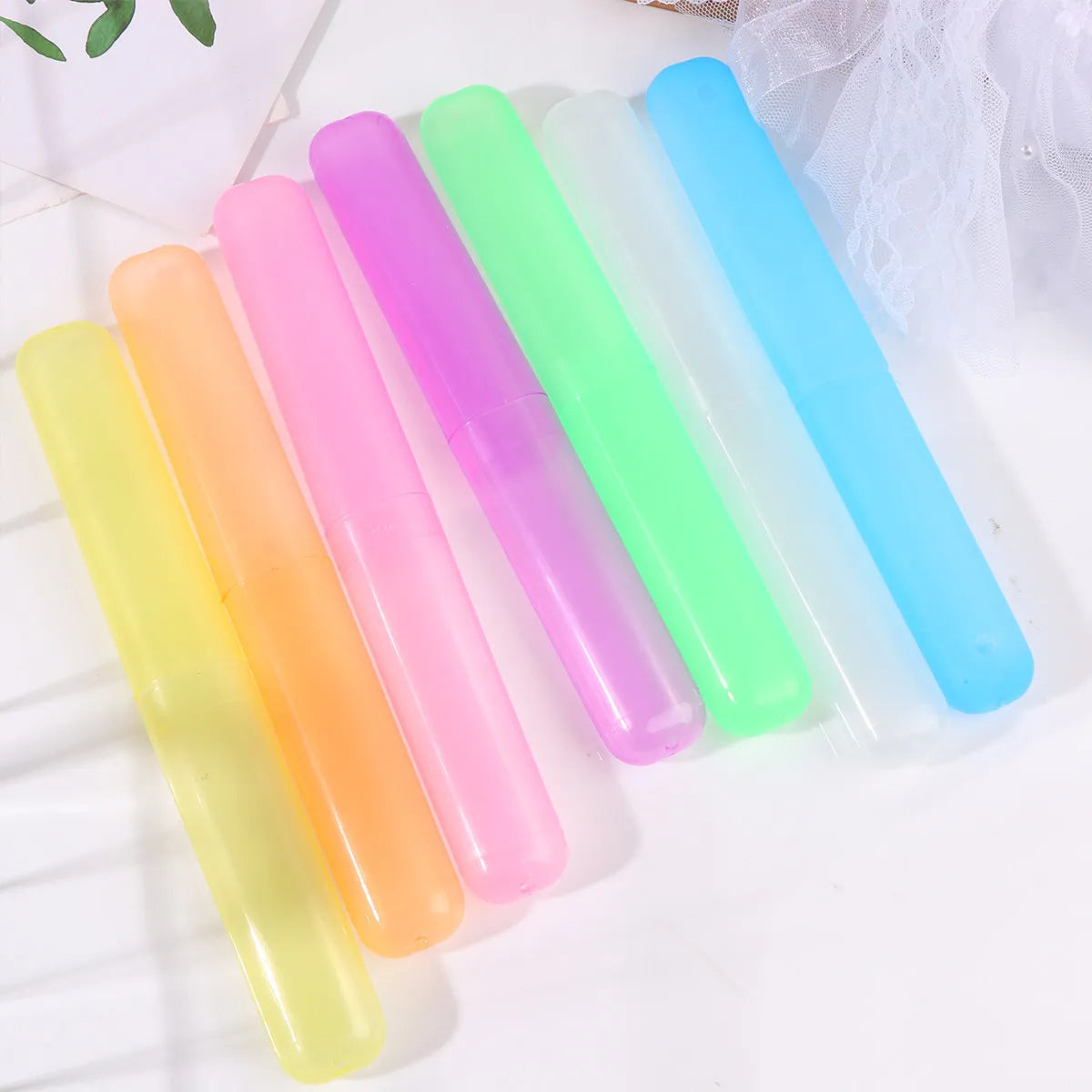 21Pcs Toothbrush Box Portable Plastic Travel Organizer Toothpaste Brush Holder Storage Case for Small Cosmetics Jewelry Daily