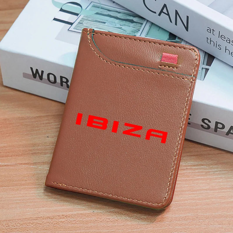 Leather Ultra-thin Mini PU Carbon Fiber Credit Card Holder Men Wallets Men For Seat Ibiza Ateca Arona Auto accessories interior