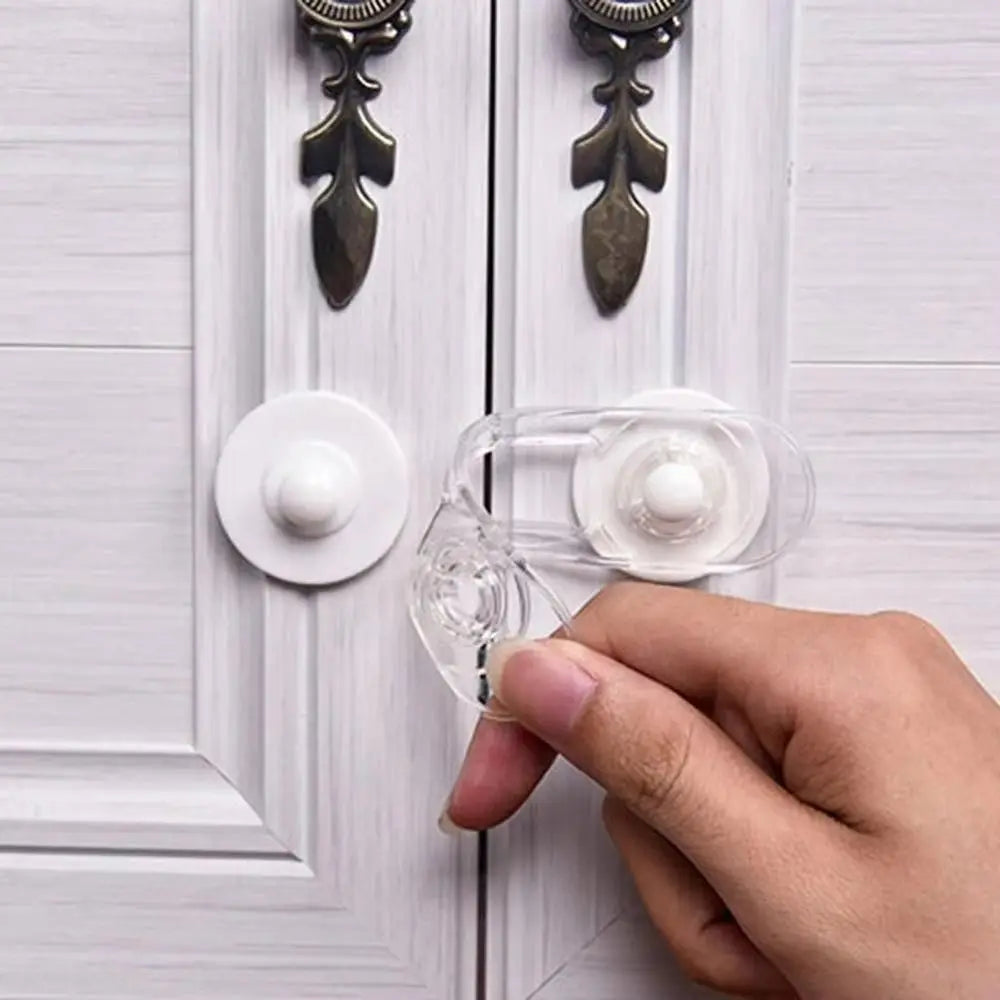 5Pcs Self Adhesive ABS Plastic Transparent Child Safety Lock Fridge Cabinet Door Anti-pinch Buckle Furniture Drawer Fixed Locks