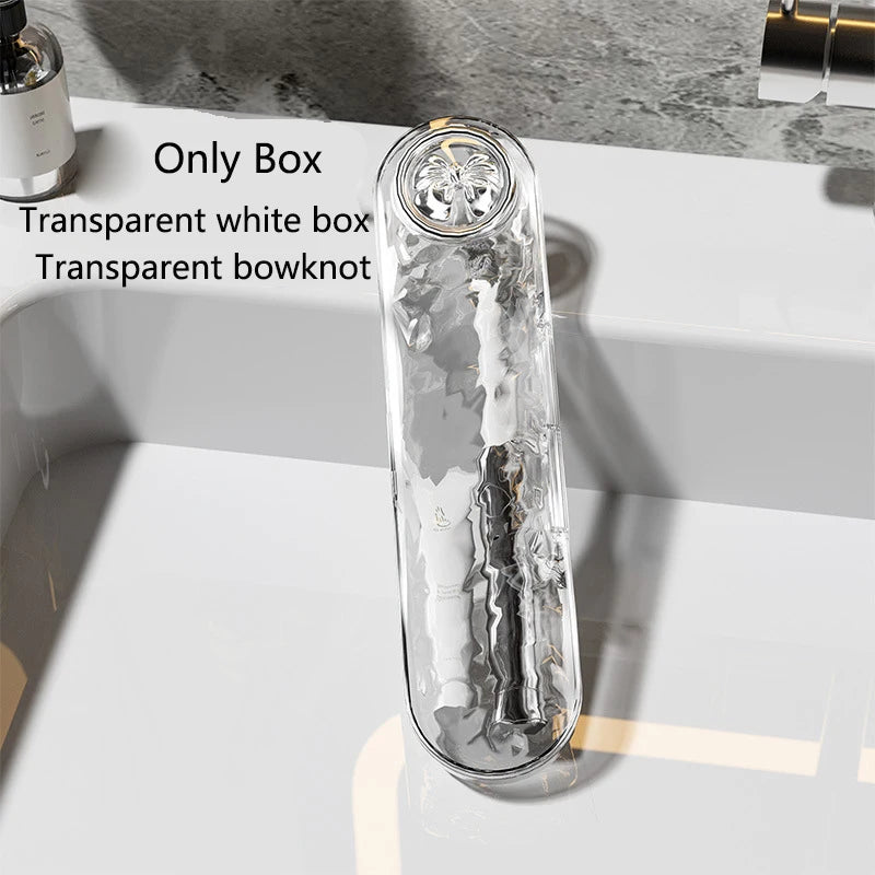 New Travel Homeuse Portable Toothbrush Storage Box Dustproof Toothbrush Boxes Cute Bowknot Water Ripple Tooth brush Cover Case