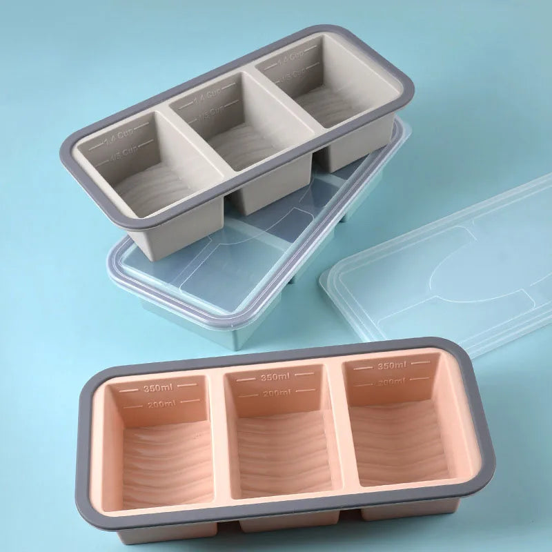 New Freeze Preservation Mold Giant Large Silicone Ice Cube Tray Mold with Lid Food Storage Container Baking Mold Kitchen Tools