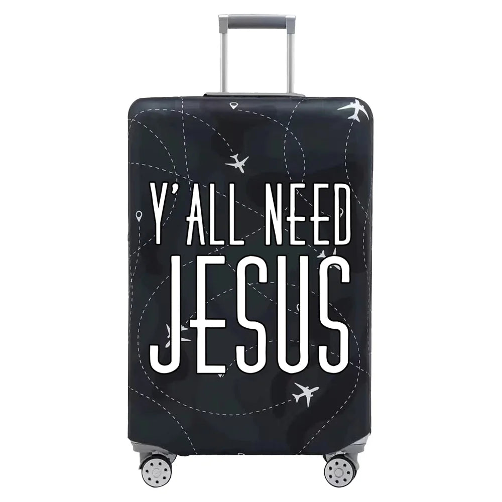 Luggage Cover Travel Suitcase Protective Cover Jesus Series Dust-Proof Thickened Elastic Fabric for 18-32inch Baggage Case