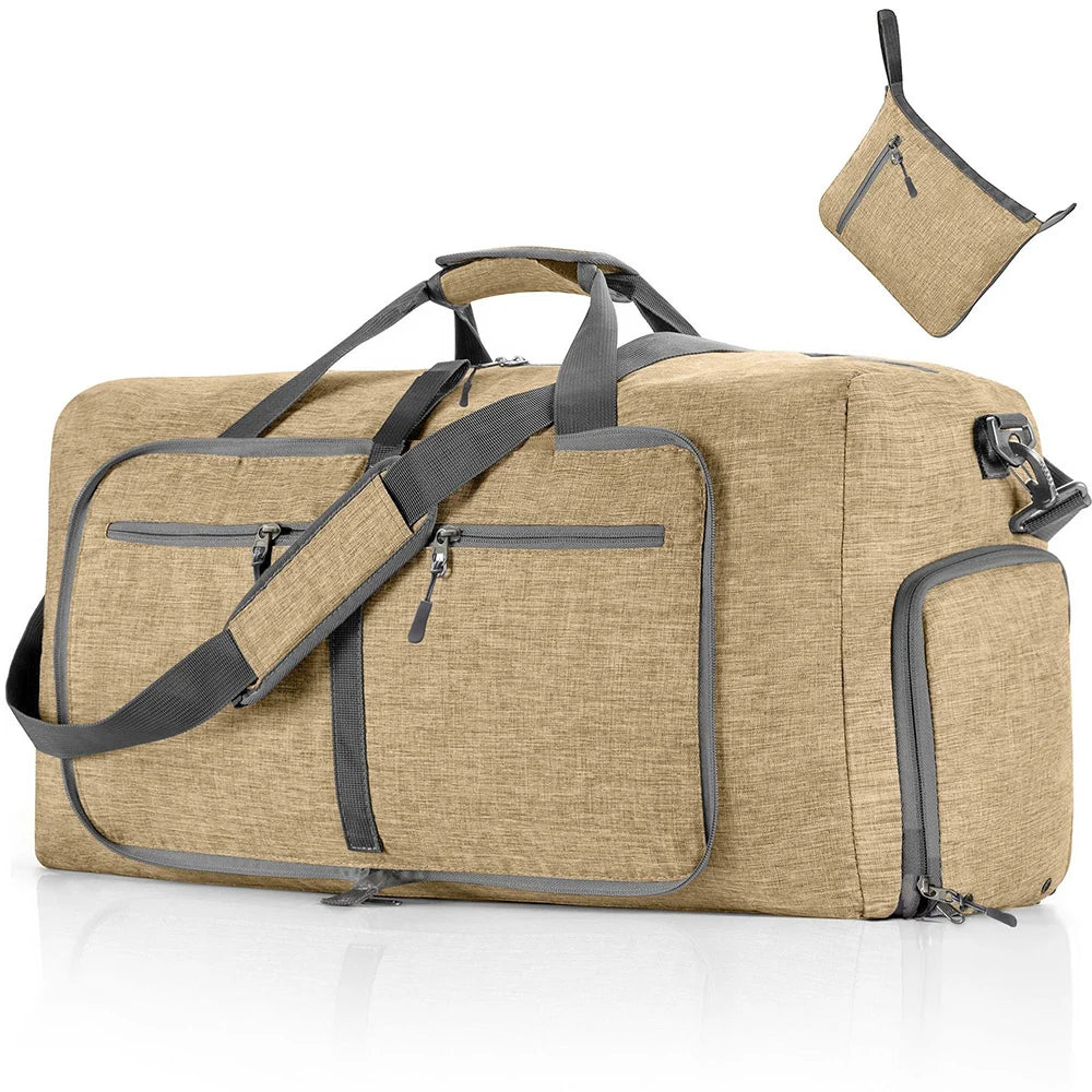 Travel Duffle Bag for Men 65L Foldable Outdoor Travel Duffel Bag with Shoes Compartment Overnight Bag for Men Women Handbag