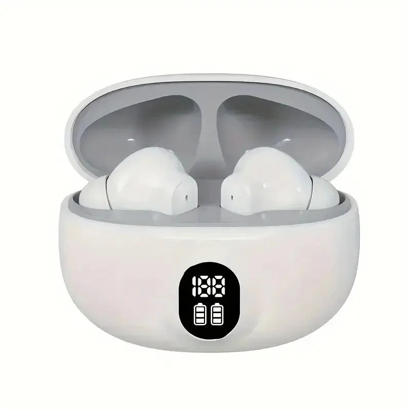 Cloud-Touch Smooth Oval Bluetooth Earphones Minimalist Front Digital Screen Portable Wireless Audio Earbuds for Sports