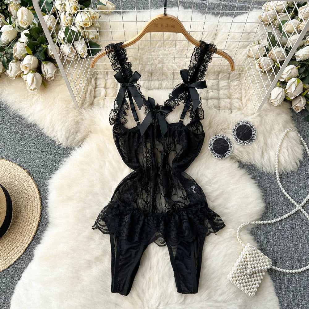 Sweet Bunny Lingerie Set Women Sexy Soft Plush Cute Bowknot Sweet Nightgowns Christmas Rabbit New