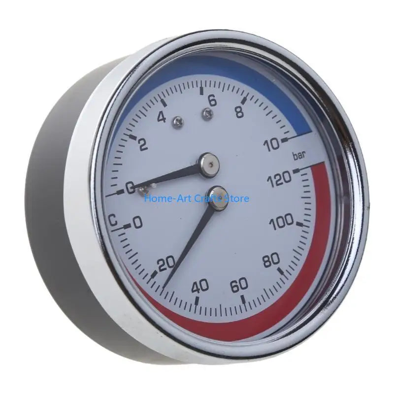 Y3NA Professional Thermomanometer Temperature Pressure Gauges up to 120 ℃ & 10 Bar 1/8/1/4inch for Floor Heating Systems