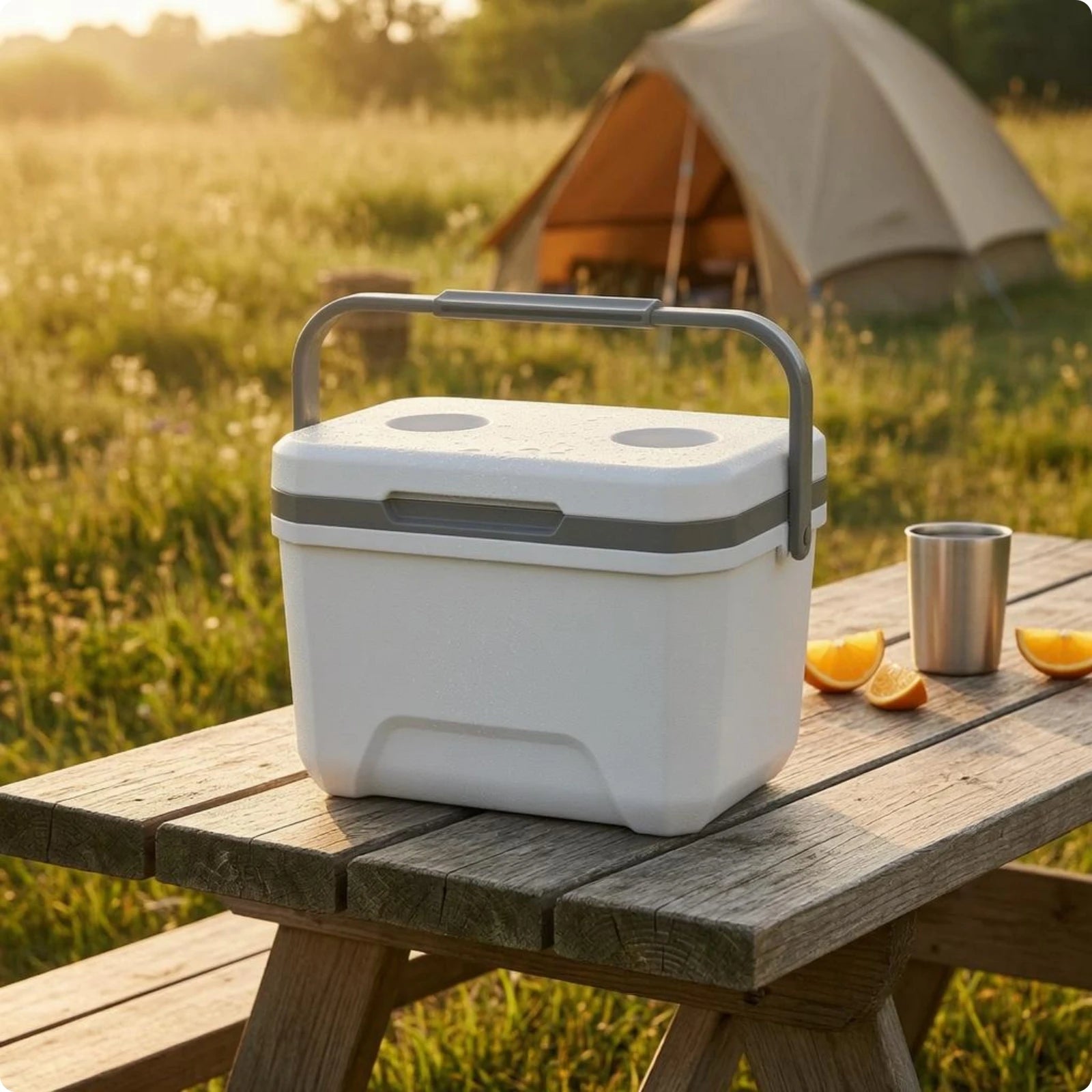 Insulated Cooler Box Rigid Portable Cooler Box Insulated Ice Chest Two-Tone Outdoor Gear Food Grade for Camping