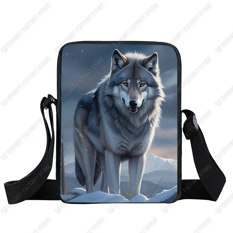 Howling Wolf Pattern Crossbody Bags Wolf Under The Moonlight Women Handbag Shoulder Bags Messenger Bag Key Phone Holder Book Bag