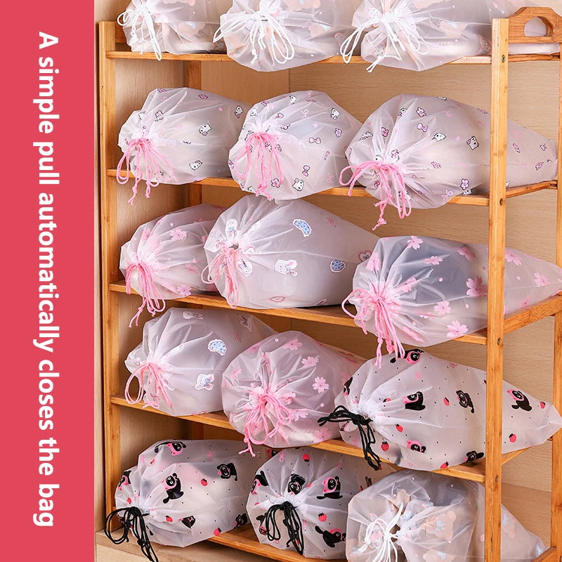10Pcs Transparent Waterproof Travel Cosmetic Bag Towel Socks Plastic Drawstring Storage Bag Bathroom Transparent Beach Bag