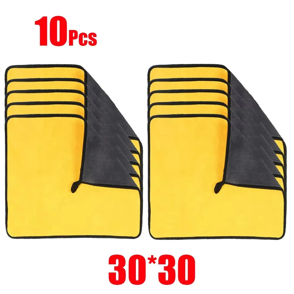 1/5/10/20pcs Microfiber Cleaning Towel Thicken Soft Drying Cloth Car Body Washing Towels Double Layer Clean Rags 30/40/60cm