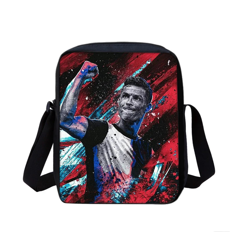CR Boys Girls School Bags Phone Bag Football Star Shopping Bag Best Gift Printed Ronaldo Shoulder Messenger Bag Handbag