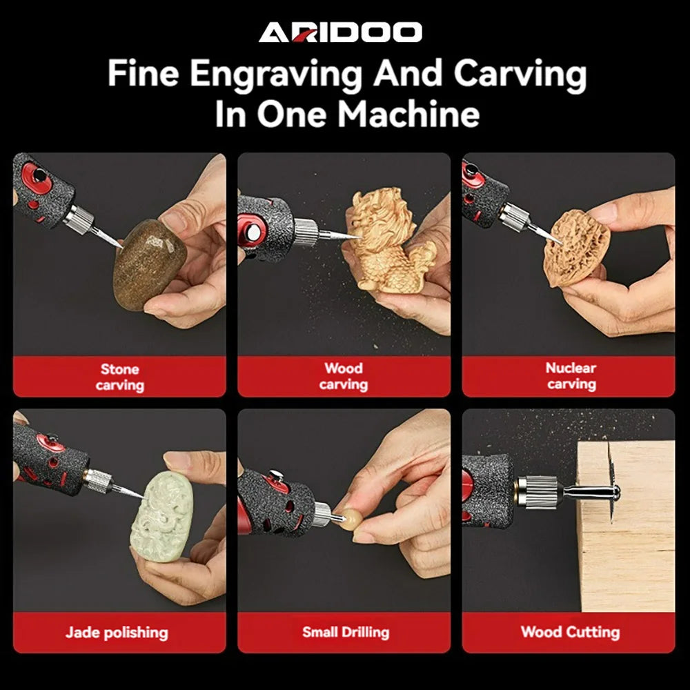 5000-20000r 4.2V Engraver Electric Drill Mini Grinder Engraving Pen Drilling Machine Cordless Rechargeable Micro Rotary Tool Kit