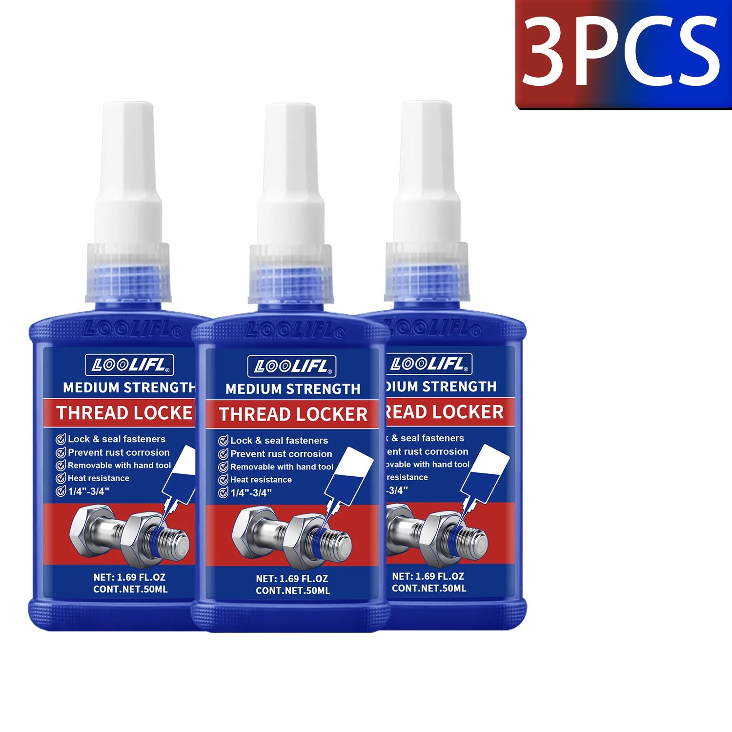 50ML 243 Blue Medium Strength Threadlockers,Universal Thread Adhesives,For All Metal Threaded Components,Removable Waterproof