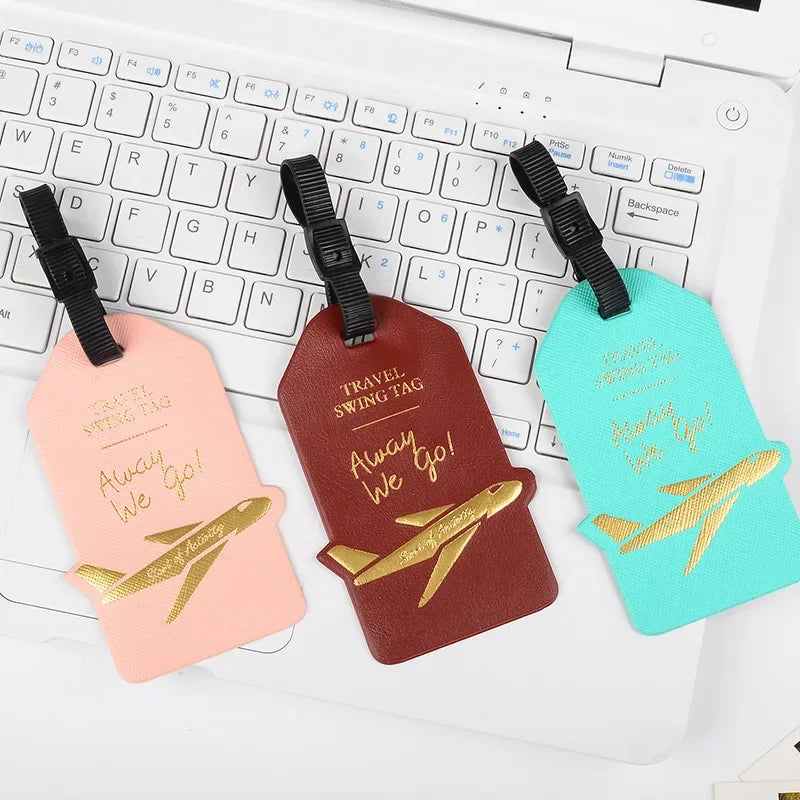 Travel Accessories Women Men Label Suitcase Tags ID Address Holder Creative Aircraft PU Leather Luggage Tag Baggage Boarding