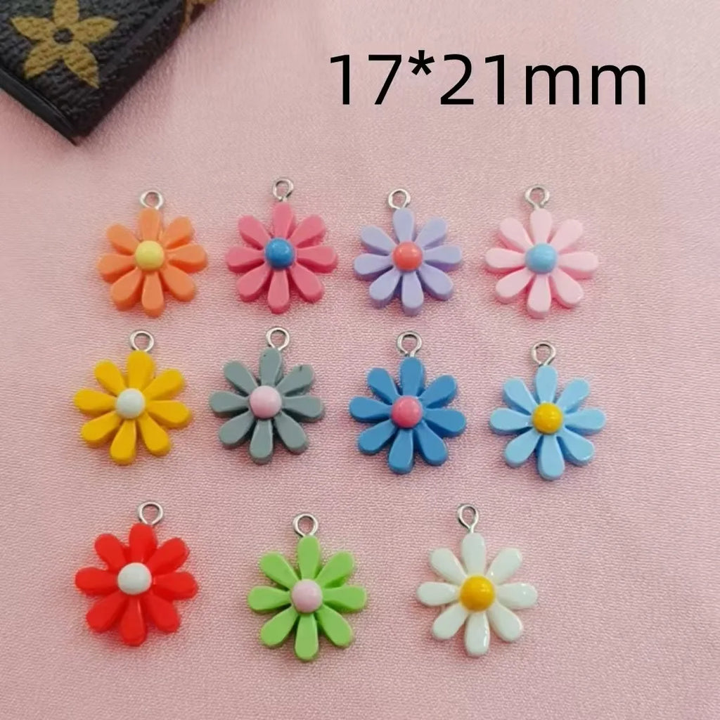 20pcs 17 * 20mm DIY resin acrylic accessories daisy sunflower pendant luggage item bracelet pendant