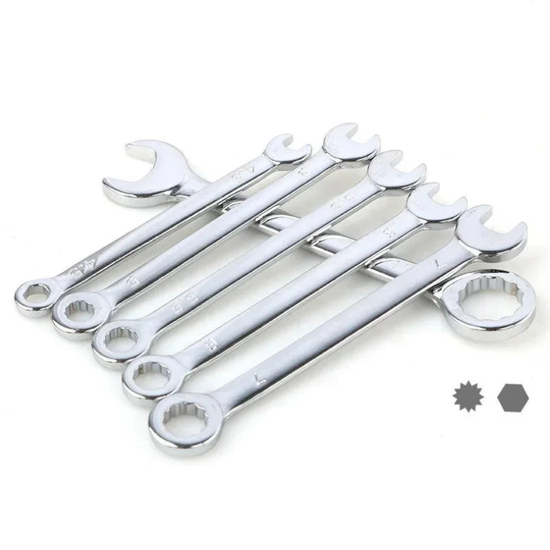 New 10 Pcs Mini Open End Wrench 4-11mm Metrci / Imperial Standard 45# Steel Double End Ratchet Wrenches Mini Combination Spanner