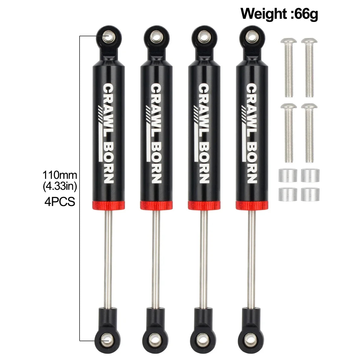 1/10 RC Crawler 4pcs Shock Absorber 70/80/90/100/110mm Metal Spring Suspension for Axial SCX10 TRX4 D90 Capra Redcat 90046