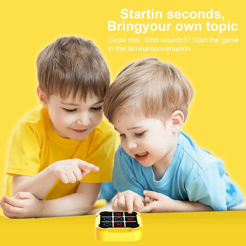 Portable Tic Tac Toe Board Game for Kids & Adults, Wooden XO Chess Set, Travel Tabletop Toy, Montessori Puzzle for Family Party