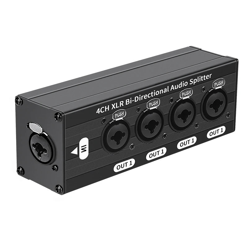 HTA004P-1X4 XLR Balanced Audio Splitter Box 6.5 XLR 1 In 4 Out Bidirectional Signal Splitter Audio Signal Splitter Box