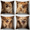 4PCS Pomeranian Pillow Covers: Cute Dog Expressions. For Party, Holiday, Home, Car Decor (No Insert)