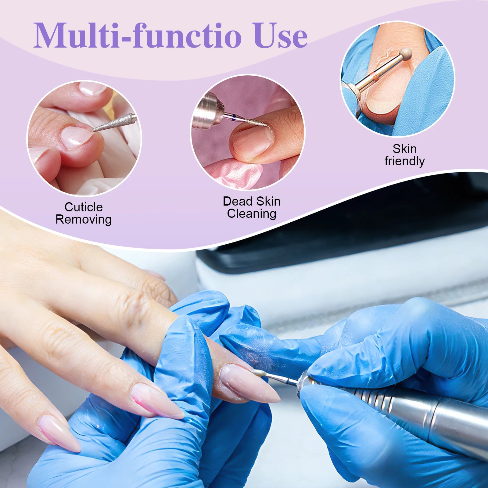 6pcs/set Nail Dill Bits Diamond Milling Cutter for Manicure 3/32" Burr Electric Cuticle Clean Nail File Cuticle Remover Tool