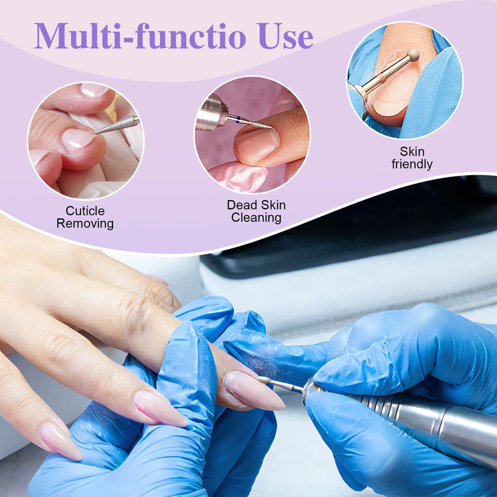 6pcs/set Nail Dill Bits Diamond Milling Cutter for Manicure 3/32" Burr Electric Cuticle Clean Nail File Cuticle Remover Tool