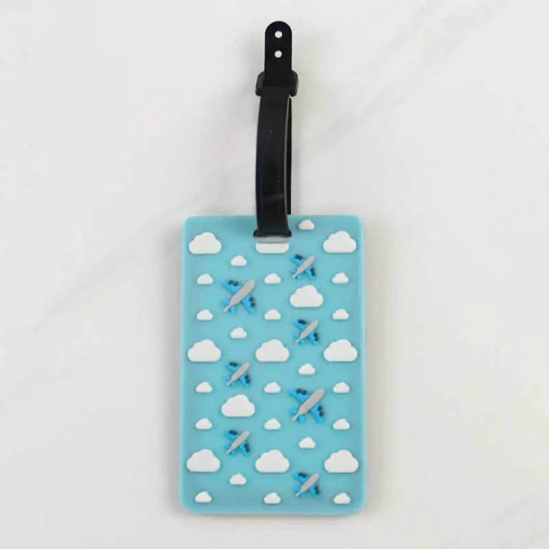 New Cloud Airplane Print PVC Luggage Tags Id Name Suitcase Tag Cute Luggage Tag Luggage Identification Label Travel Accessories