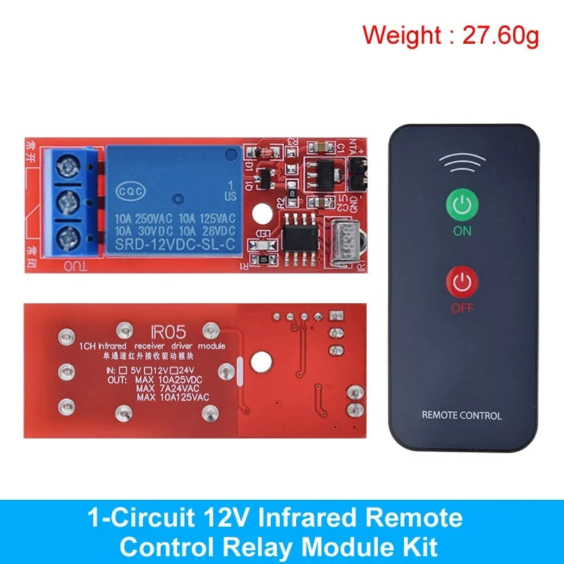 GREATZT IR 1 Channel Infrared Receiver Driving Switch Relay Driver Module Board 5V / 12V + Active Remote Controller