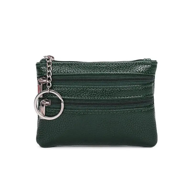 NEW PU Leather Portable Money Coin Purse Key Ring Waterproof Zipper Wear Resistant Credit Card Holder For Men Women