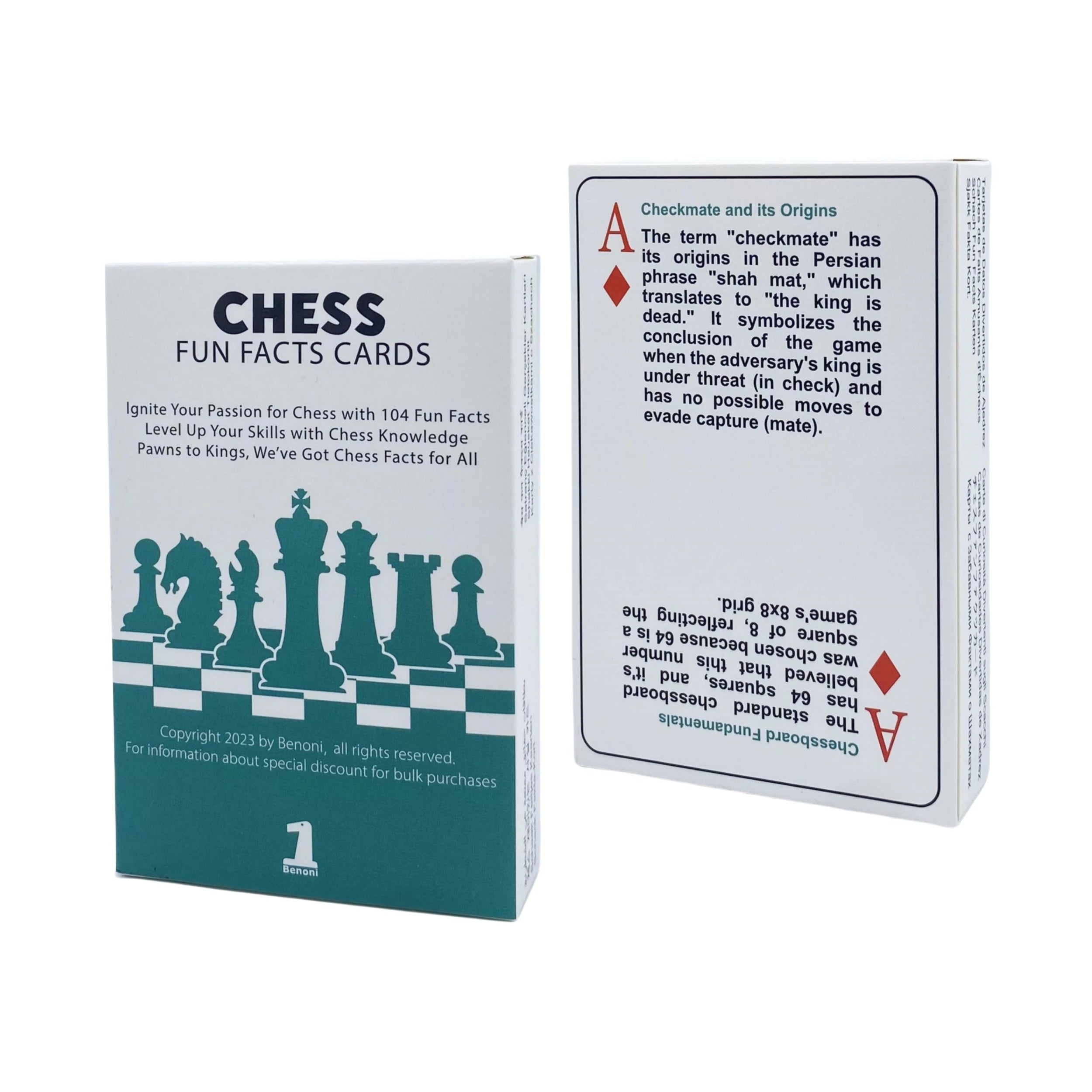 Benoni Chess Opening Cards - Best Gift for Chess Lovers to Study Chess Strategy, Tactics, Opening Moves - Ajedrez