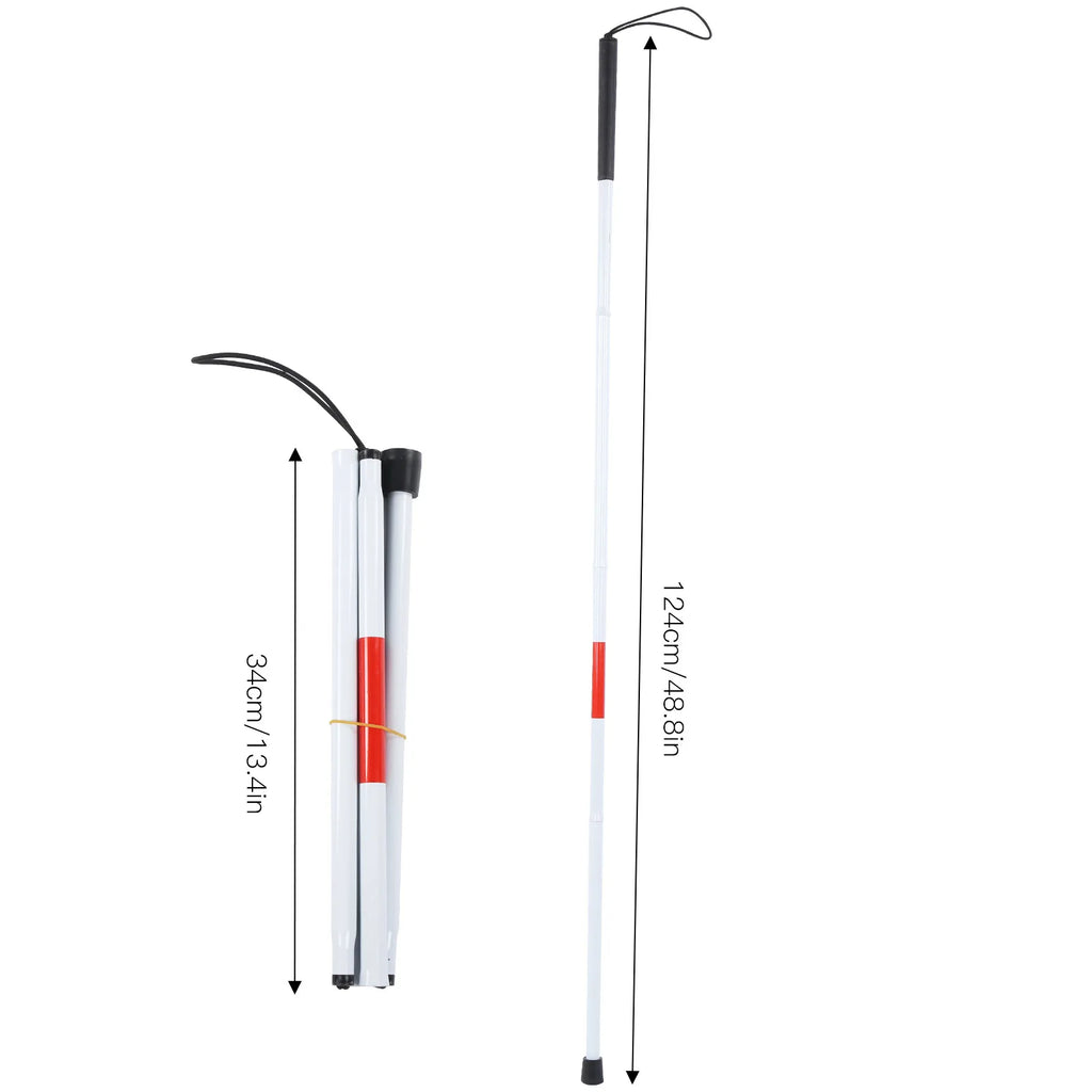 Walking Cane Portable Anti-Shock Guide Walking Stick Blind Cane Reflective Red and White for Outdoor for Blind Visual Impaired