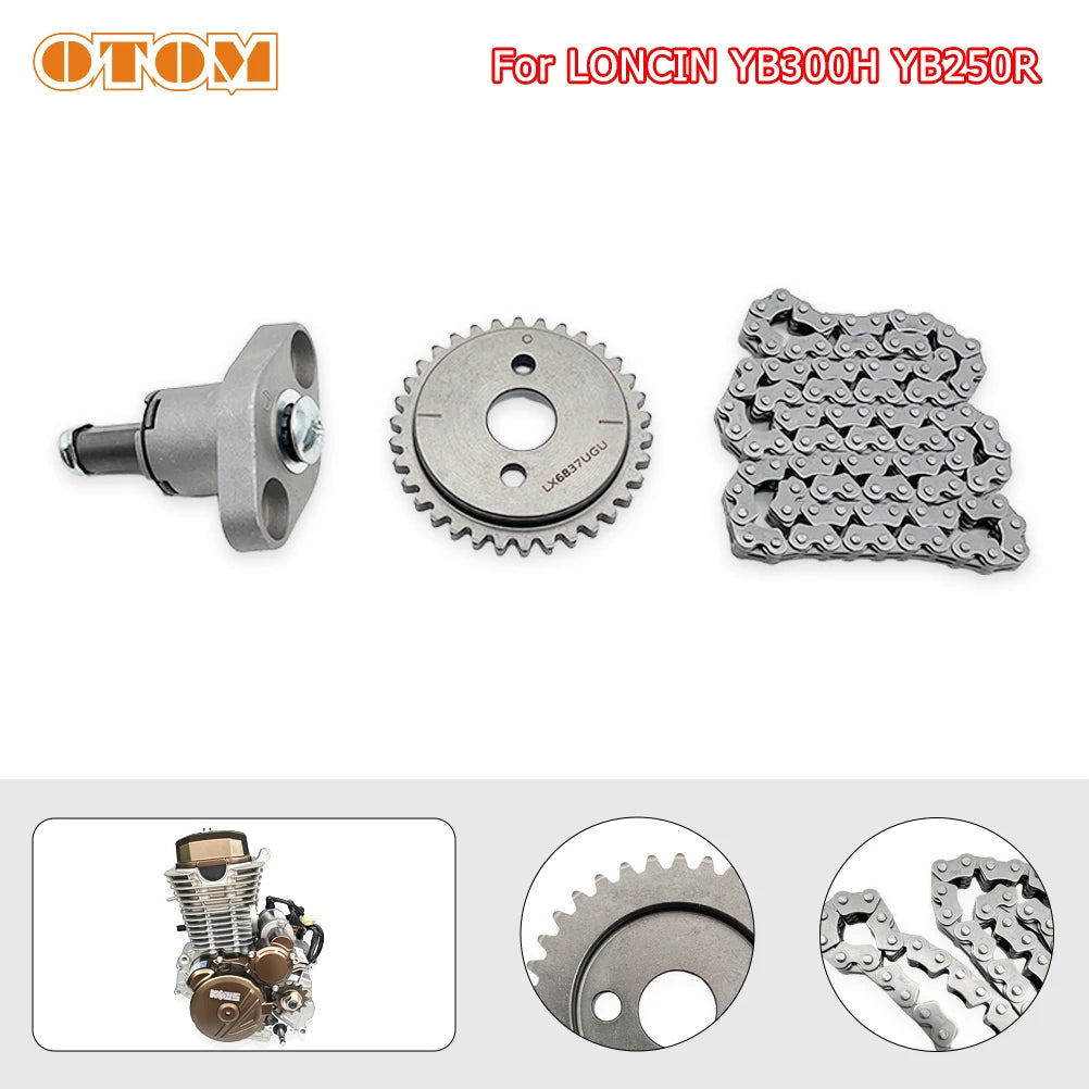 OTOM Timing Chain For LONCIN YB300H YB250R KEWS K23 HENGJIAN S7 Engine Timing Chain Tensioner Camshaft Sprocket Motorcycle Parts