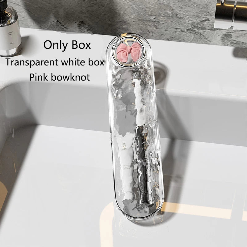 New Travel Homeuse Portable Toothbrush Storage Box Dustproof Toothbrush Boxes Cute Bowknot Water Ripple Tooth brush Cover Case