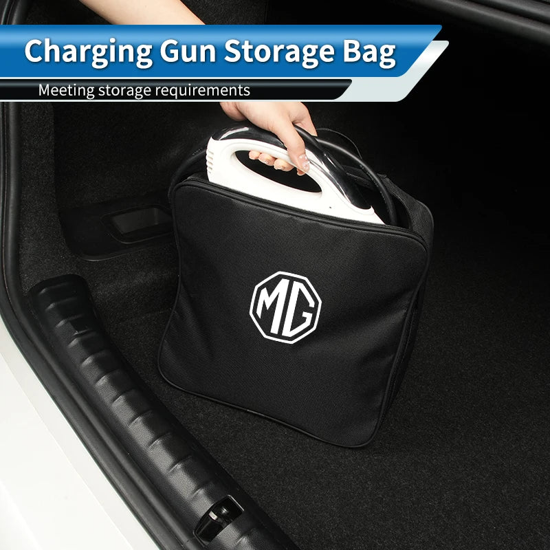 Car Charging Gun Storage Bag Trunk Cable Tools Pouch Interior For Morris Garages MG 3 5 6 7 HS ZS GS Hector TF GT ZR RX5 RX8 350