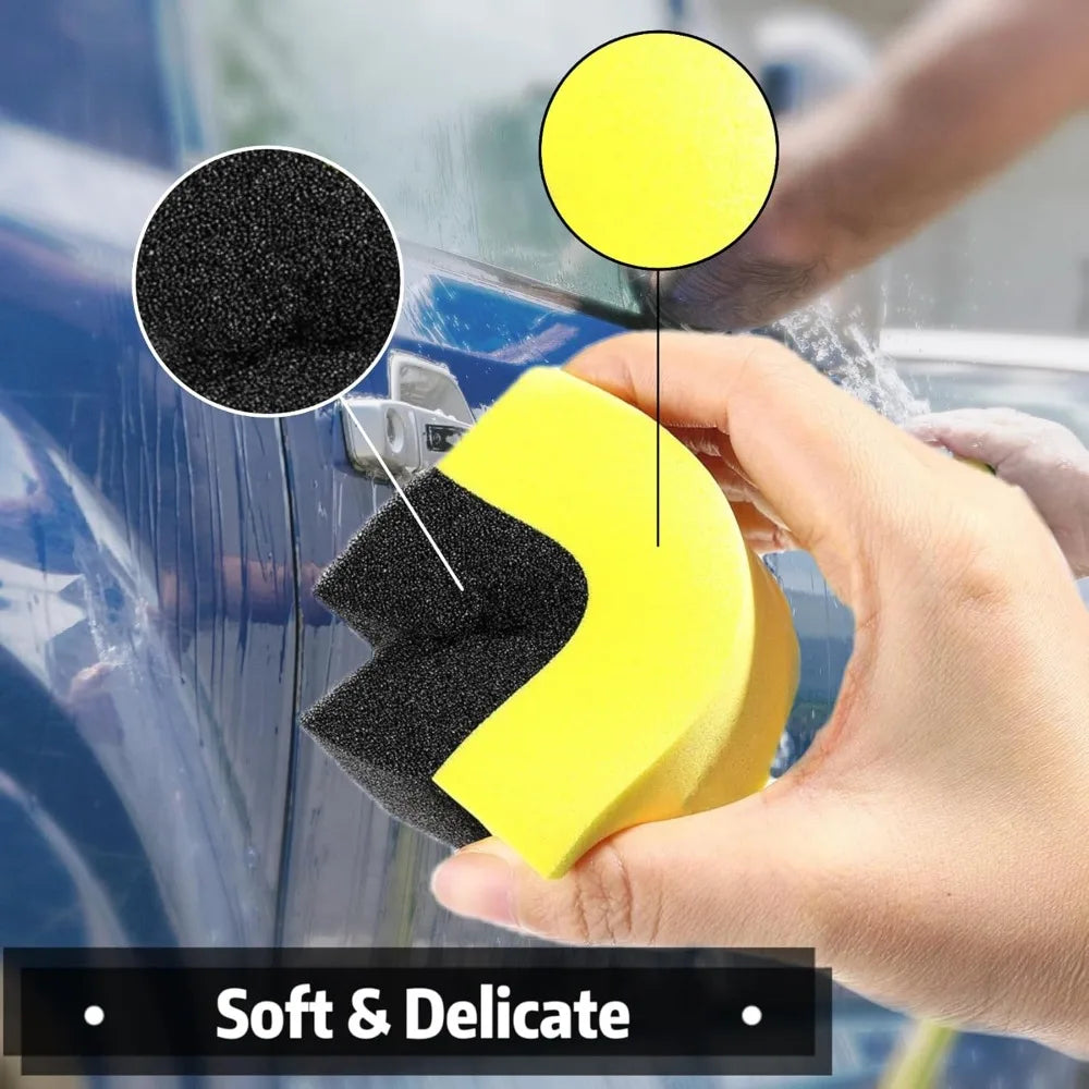 1-30Pcs Car Wheel Polishing Waxing Sponge Brush Tire Cleaning Wiper Sponge Pad Car Wash Wiper Cleaning Tool Car Wash Accessories