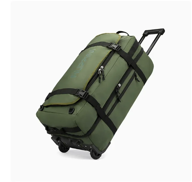 Men Foldable Trolley Bag Travel Backpack Large Capacity Backpack Trunk Organizer Portable Wheeled Bag Carry-On Bag for Men Women