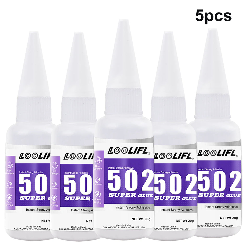 Loolifl 502 Super Glue Multi-Purpose Adhesive, Suitable for Metal, Plastic, Diy, and Small Craft Repairs 20g Quick-Drying Glue